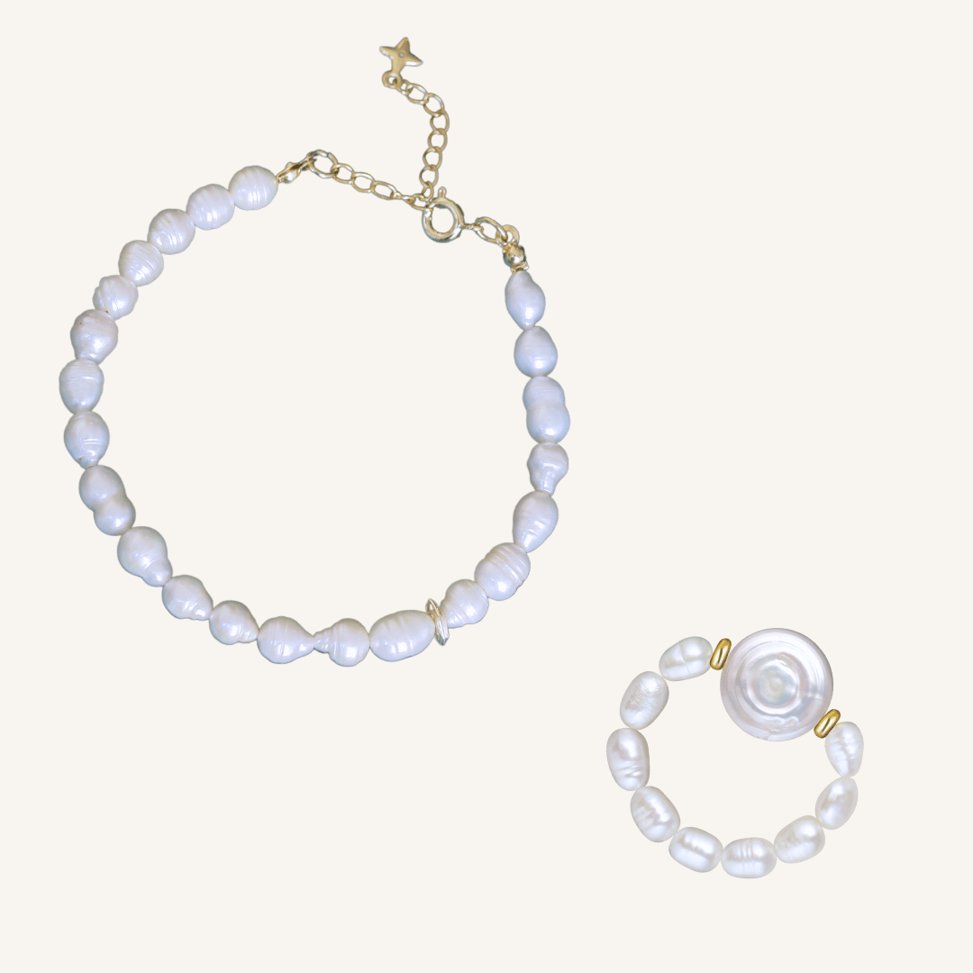 Set inel cu brățara din perle - Totty